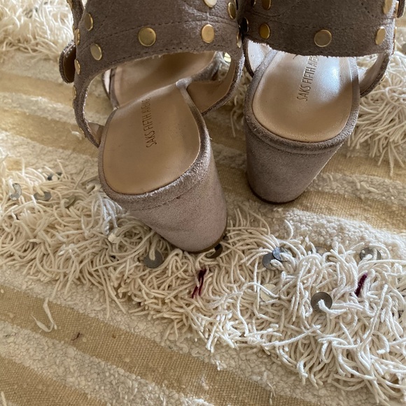 Studded suede block heel by Saks Fifth Ave - Picture 4 of 4